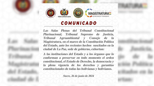 Instituciones Judiciales de Bolivia Llaman a Preservar la Democracia