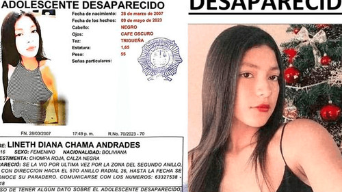 Dos aprehendidos por el caso de Lineth Chama, una adolescente desaparecida