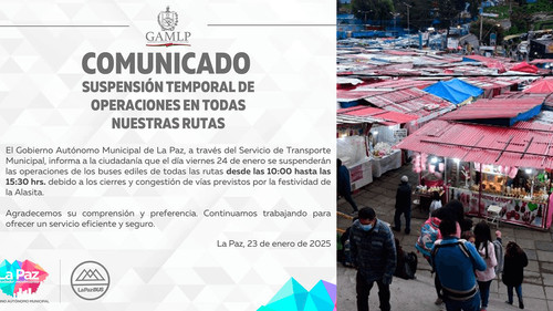 Los buses municipales de La Paz suspenden operaciones temporales por la festividad de alasita