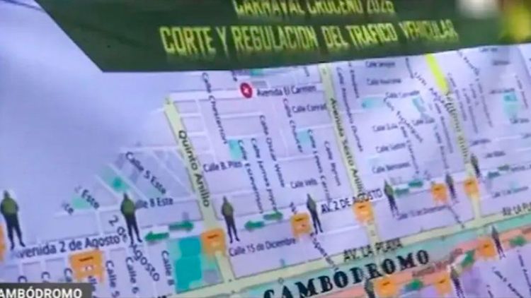Cierres y desvíos en el cambódromo y el centro por carnaval en santa cruz