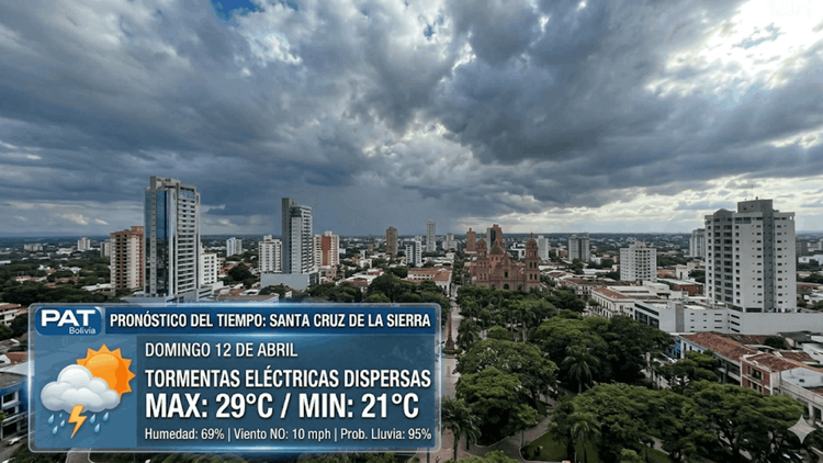 Pronóstico del tiempo: Santa Cruz de la Sierra espera tormentas eléctricas dispersas para este domingo